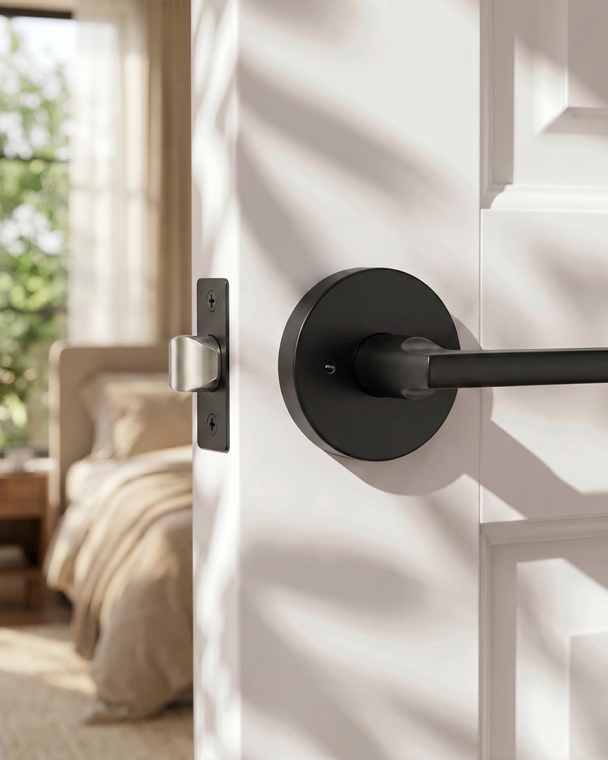 Black Door Handle Interior Privacy Door Lever Zinc Alloy 1 Pack