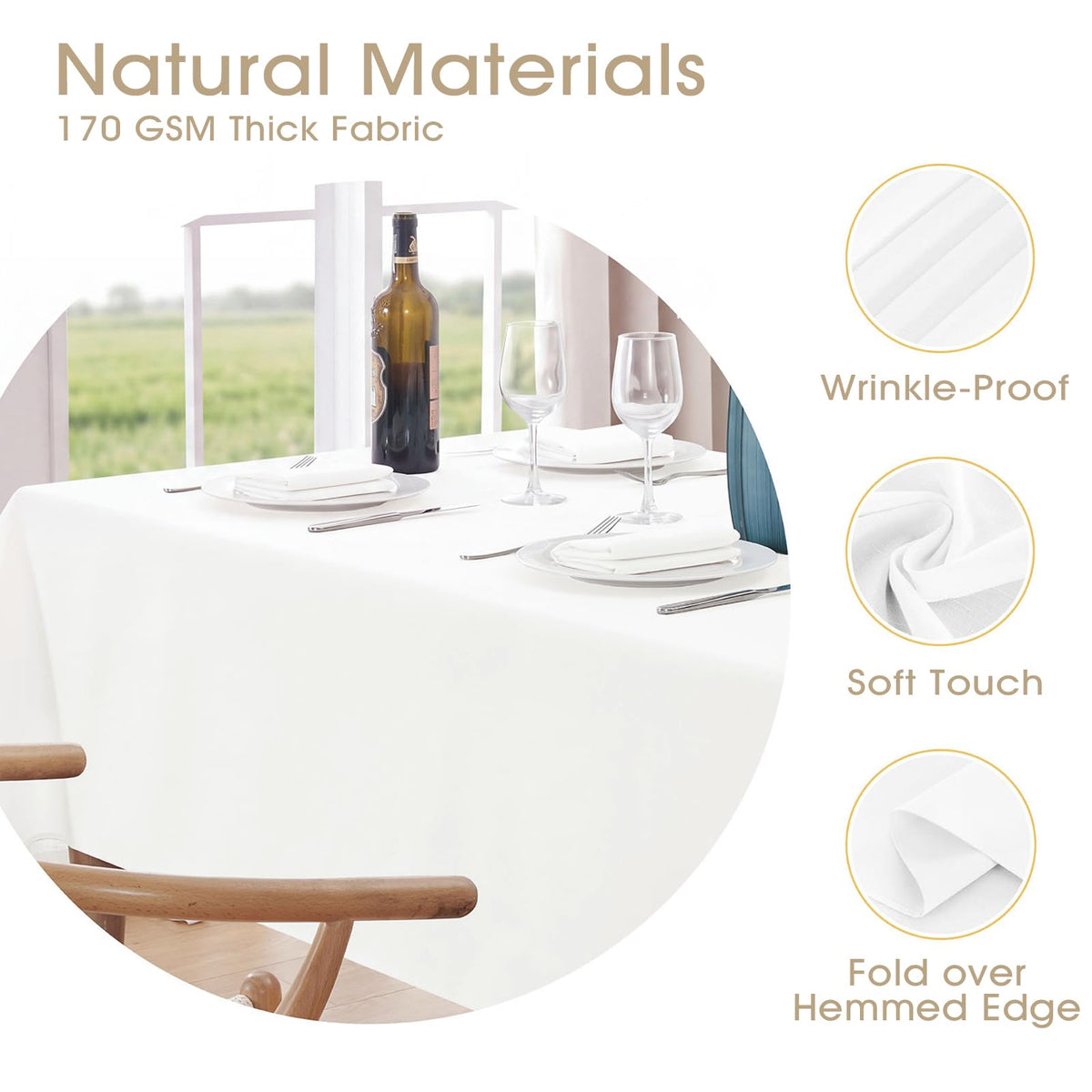 Rectangle 8 Feet Tablecloth 60x120 inch Linen Textured Table Cloth Stain and Wrinkle Resistant Washable Polyester