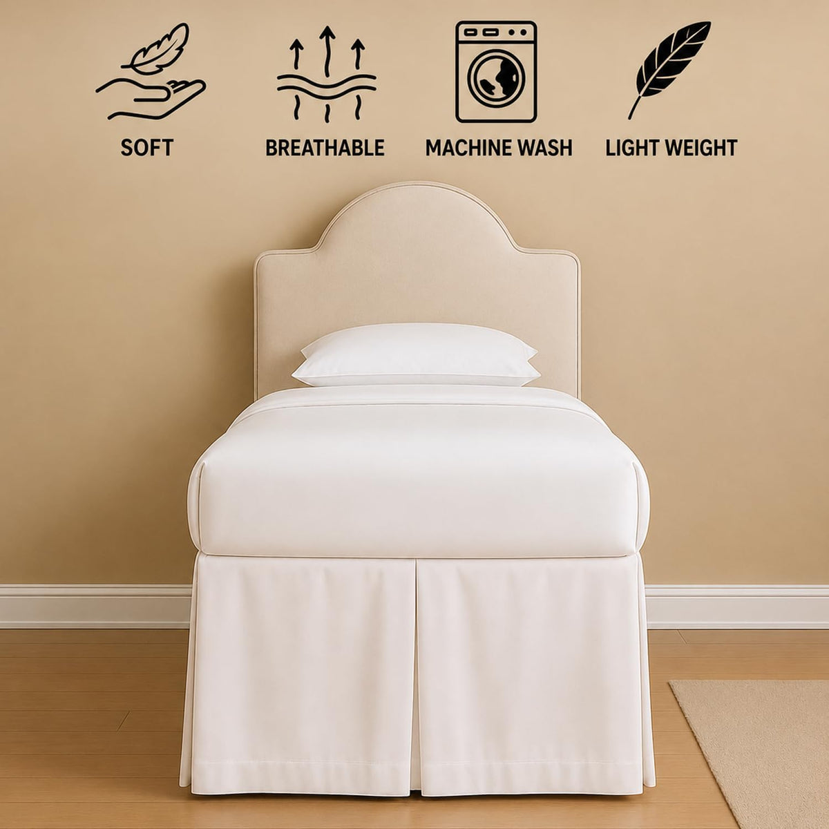 Split Corner Dorm Bed Skirt Twin XL - 32 Inch Drop, 100% Microfiber, Extra Long Bed Skirt for College Dorm, Platform