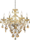 Six-Light Modern Cognac K9 Crystal Chandelier with E12 Sockets
