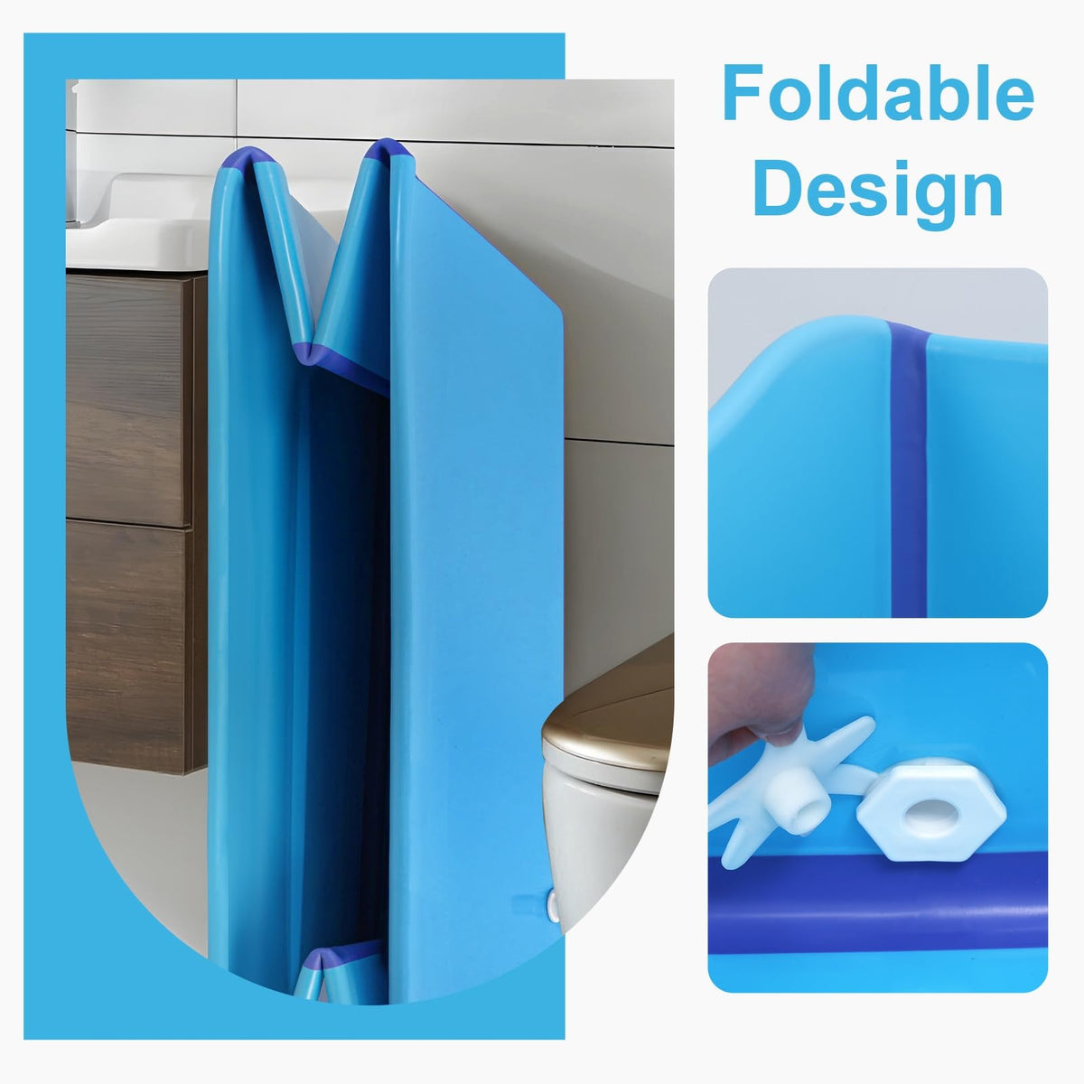 39" Foldable Bathtub, Large Folding Tub for Kids