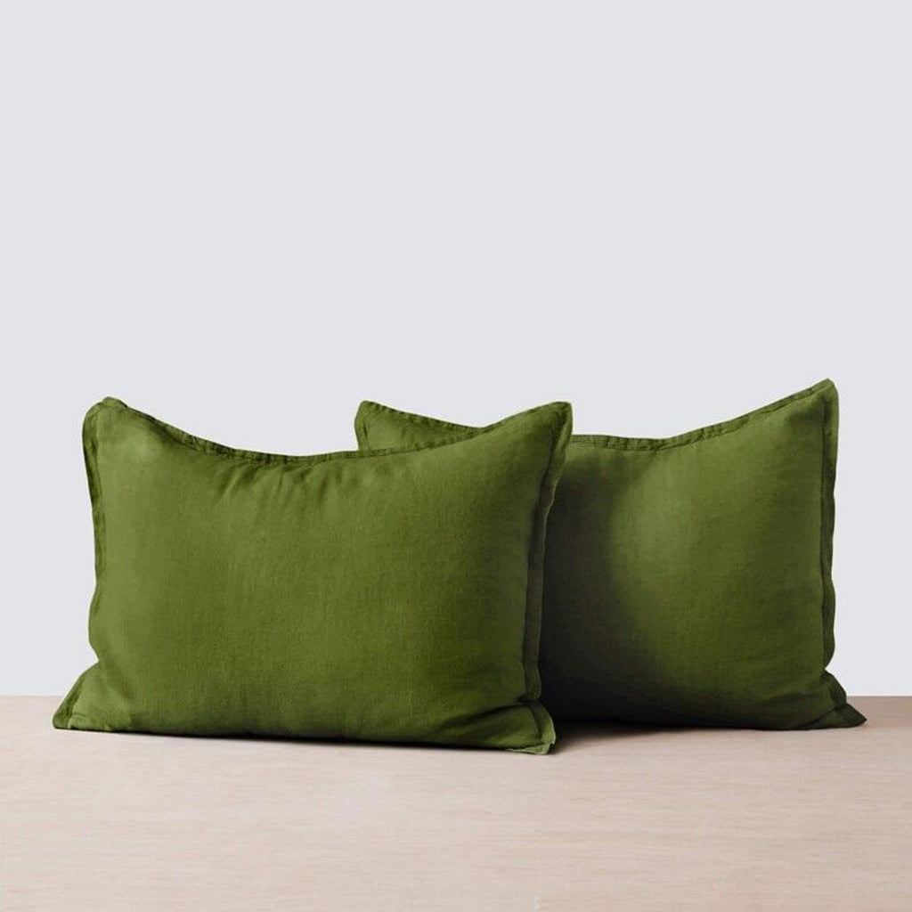 3 Piece Linen Bedding Set Olive Green Duvet and Stonewashed Quilt Cover Bedding Size Comforter Cover