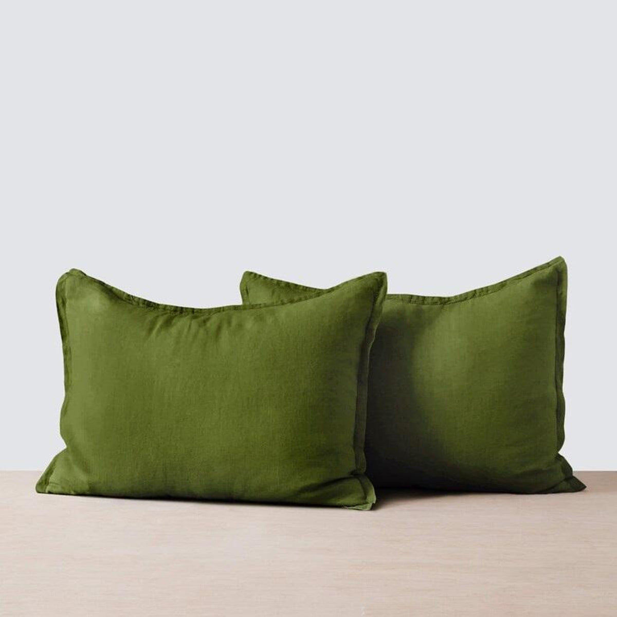 3 Piece Linen Bedding Set Olive Green Duvet and Stonewashed Quilt Cover Bedding Size Comforter Cover