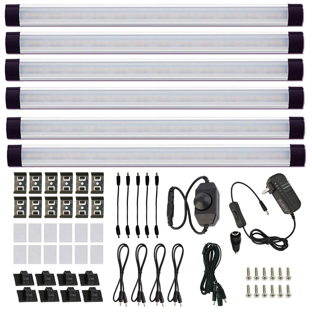 LED Under Counter Light Rigid Bar Kit, Plug in Corded 12V LED Under Cabinet Lighting Dimmable with Switch for Counter