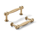 10 Pack 3inch(76mm) Hole Center Brushed Brass Cabinet pulls Satin Brass Solid Heavy-Duty Tradition Kitchen Cabinet