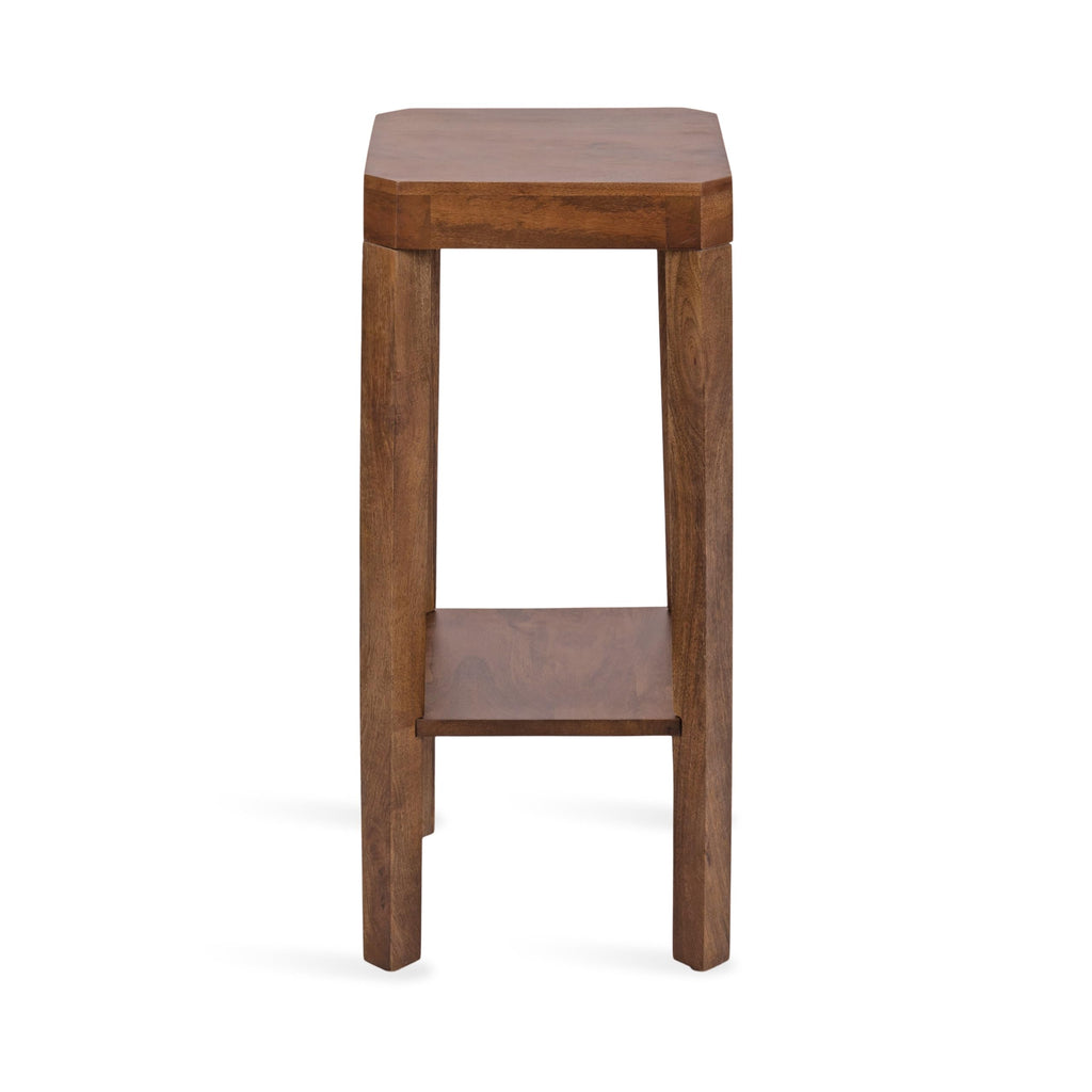 Inspired Saarinen Style Talcott Modern Square Wood Drink Table, 12 x 12 x 28, Walnut Brown, Transitional Decorative Two-Tier Pedestal Table