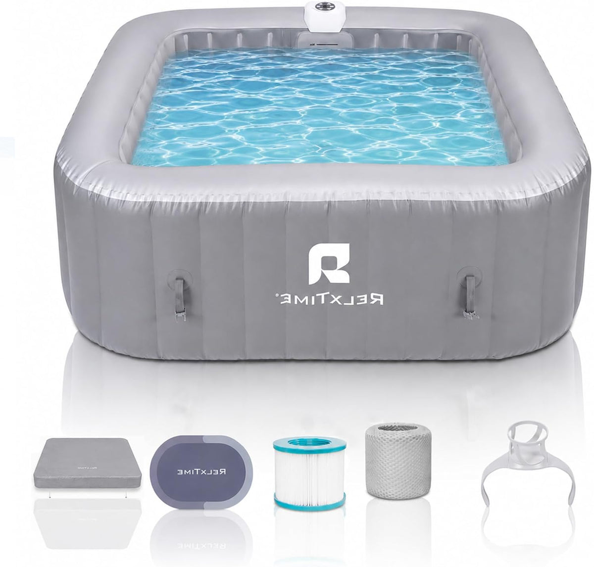 Inflatable Hot Tub 4-6 Person, Portable Blow Up Spa, Blow Up Hottub Outdoor | with 130 Air Jets, Heater Pump, for