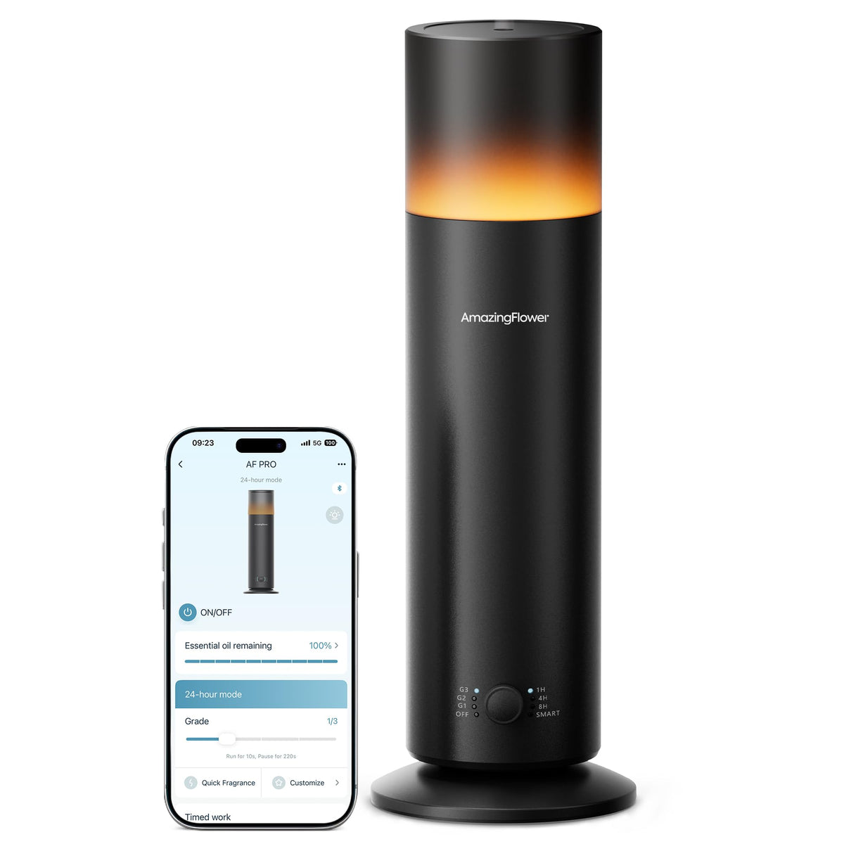Waterless Essential Oil Diffuser with App Control, Black