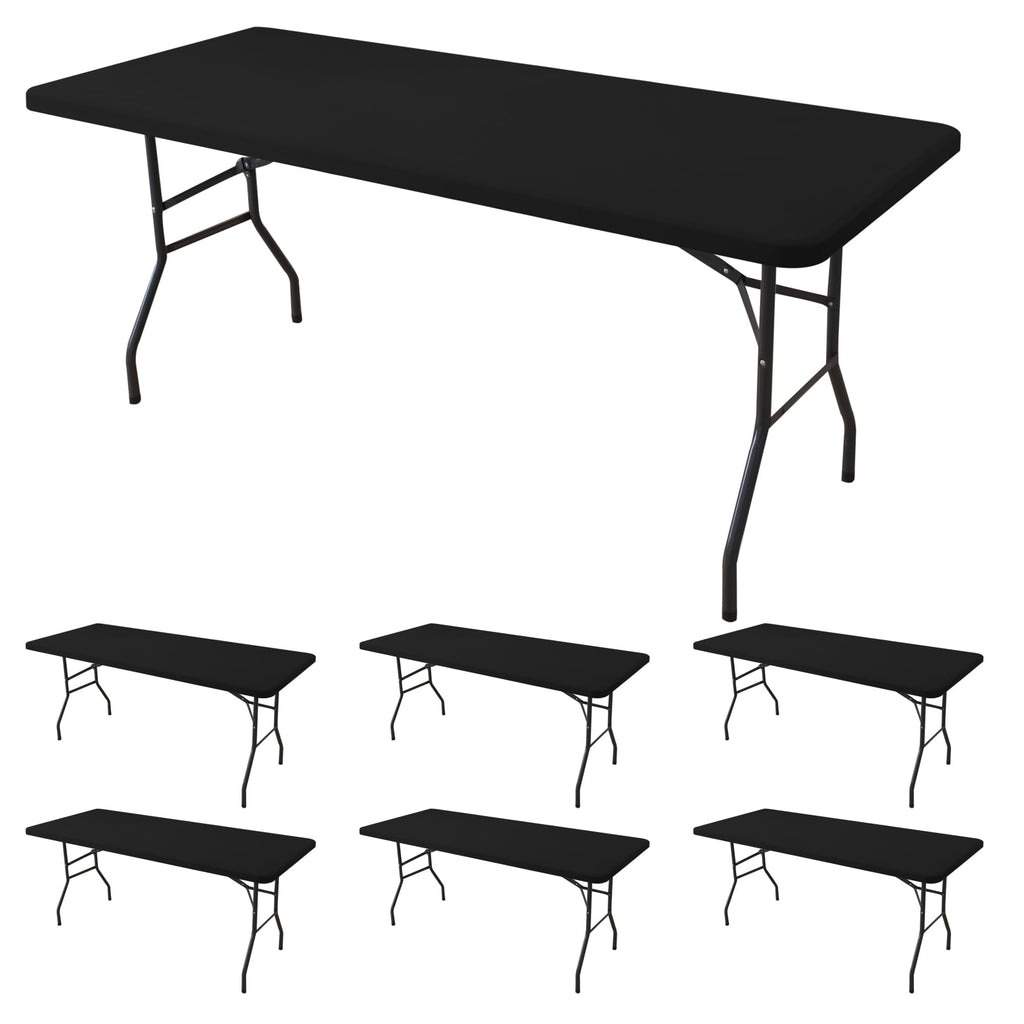 Fitted Tablecloth for 8 Foot Rectangle Tables-Black Picnic Table Covers