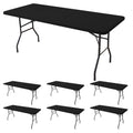Fitted Tablecloth for 8 Foot Rectangle Tables-Black Picnic Table Covers