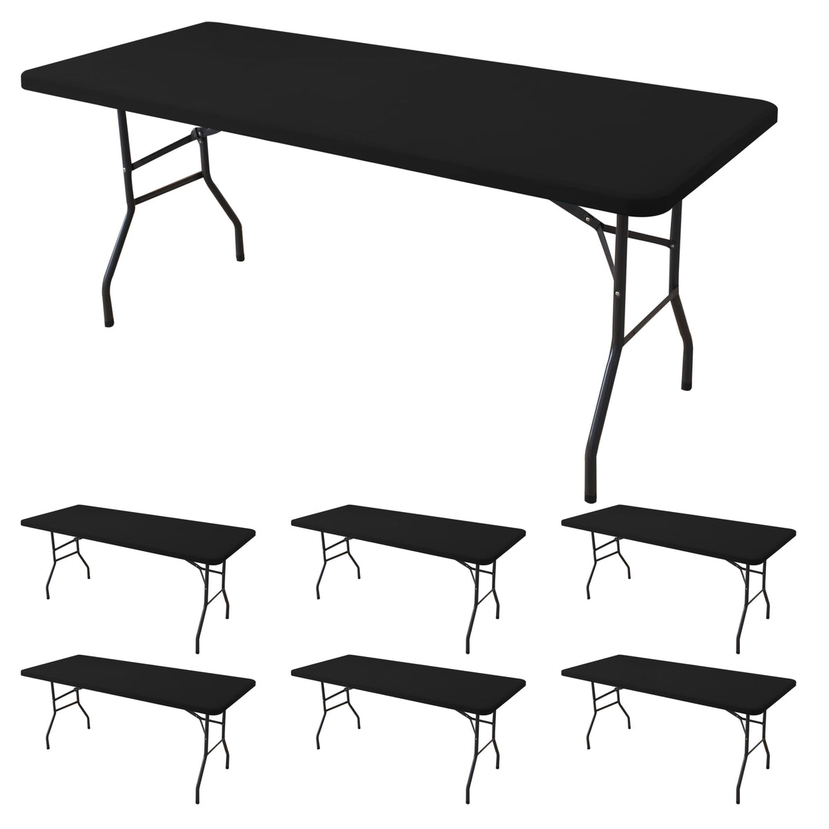 Fitted Tablecloth for 8 Foot Rectangle Tables-Black Picnic Table Covers