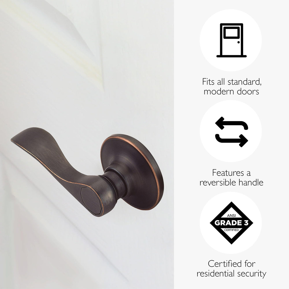Springdale Passage Door Lever, Oil Rubbed Bronze