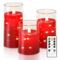 Flickering Flameless Candles with String Lights, Battery Operated Candles, Embedded String Lights LED Candles