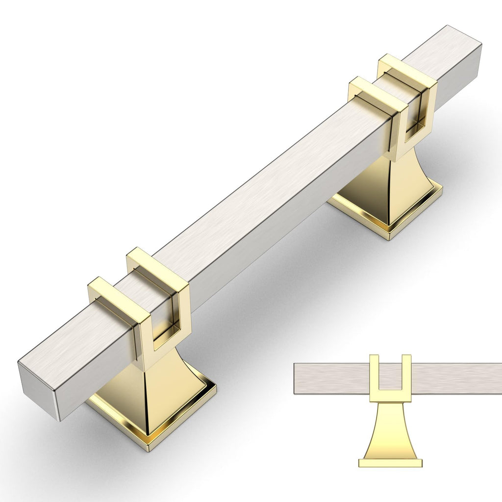20 Pack Brushed Satin Nickel and Gold Cabinet Pulls 3 Inch(76mm) Hole Center Drawer Pulls Cabinet Hardware Kitchen