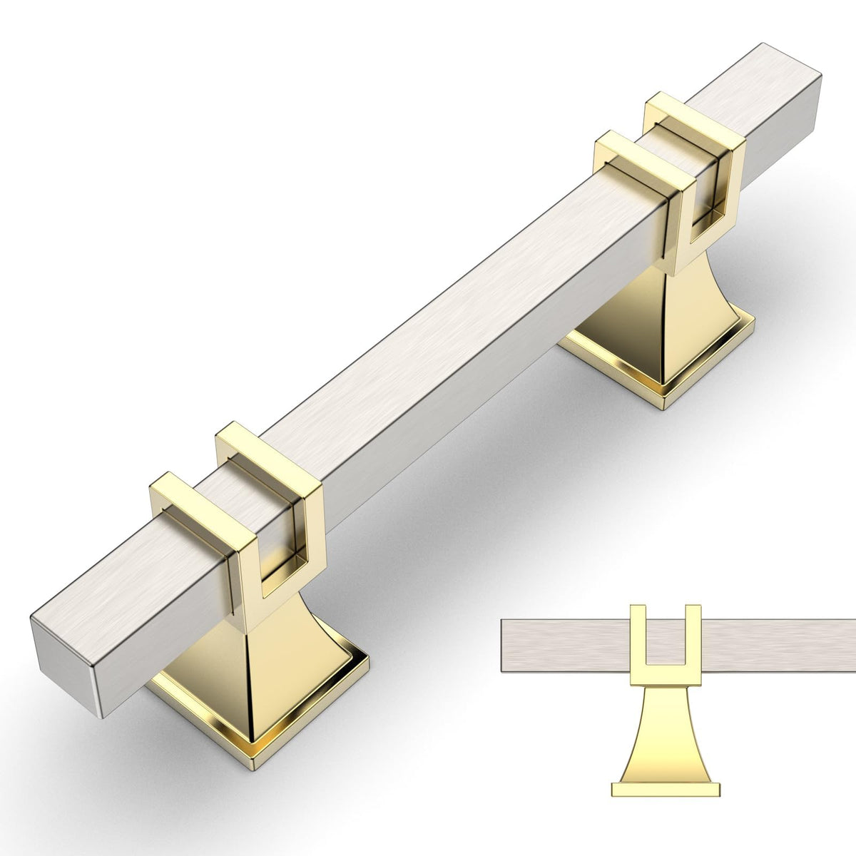 20 Pack Brushed Satin Nickel and Gold Cabinet Pulls 3 Inch(76mm) Hole Center Drawer Pulls Cabinet Hardware Kitchen