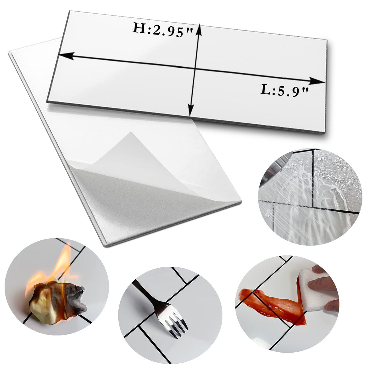 100-Piece Polished White Thick PVC Peel and Stick Backsplash, 3" x 6" Waterproof Subway Tile Peel and Stick Wall Tiles