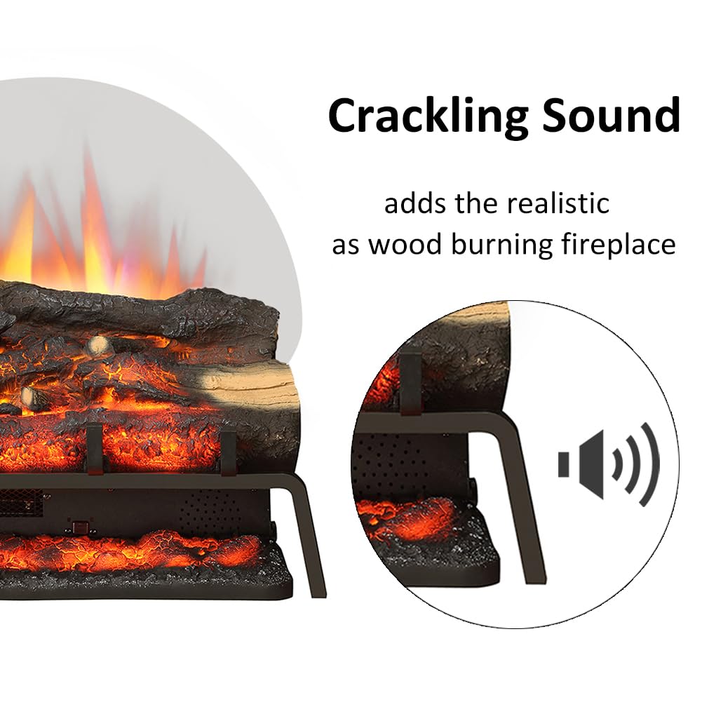 LegendFlame 23" W Free Standing Electric Fireplace Log Set, Fireplace Insert, Heater 750W/1500W, Crackling
