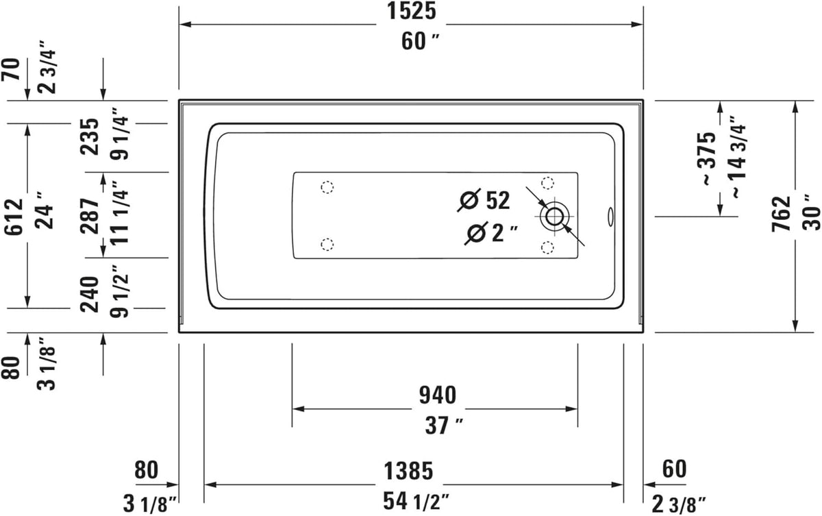 Architec 60" x 30" Alcove Soaking Acrylic Bathtub 700356000000090
