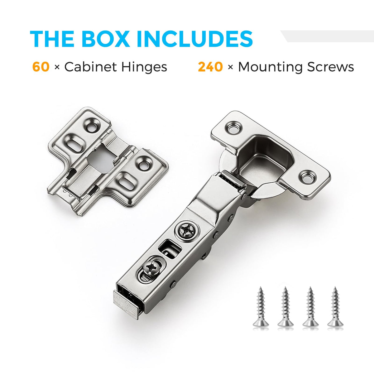 60 Pack 30 Pairs European Half Overlay Soft Close Cabinet Hinges