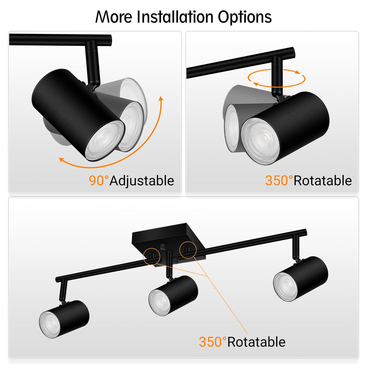 Track Lighting Fixtures Ceiling, 3 Way Track Lighting Kit, LED Track Lighting with Rotatable Light Heads, Modern