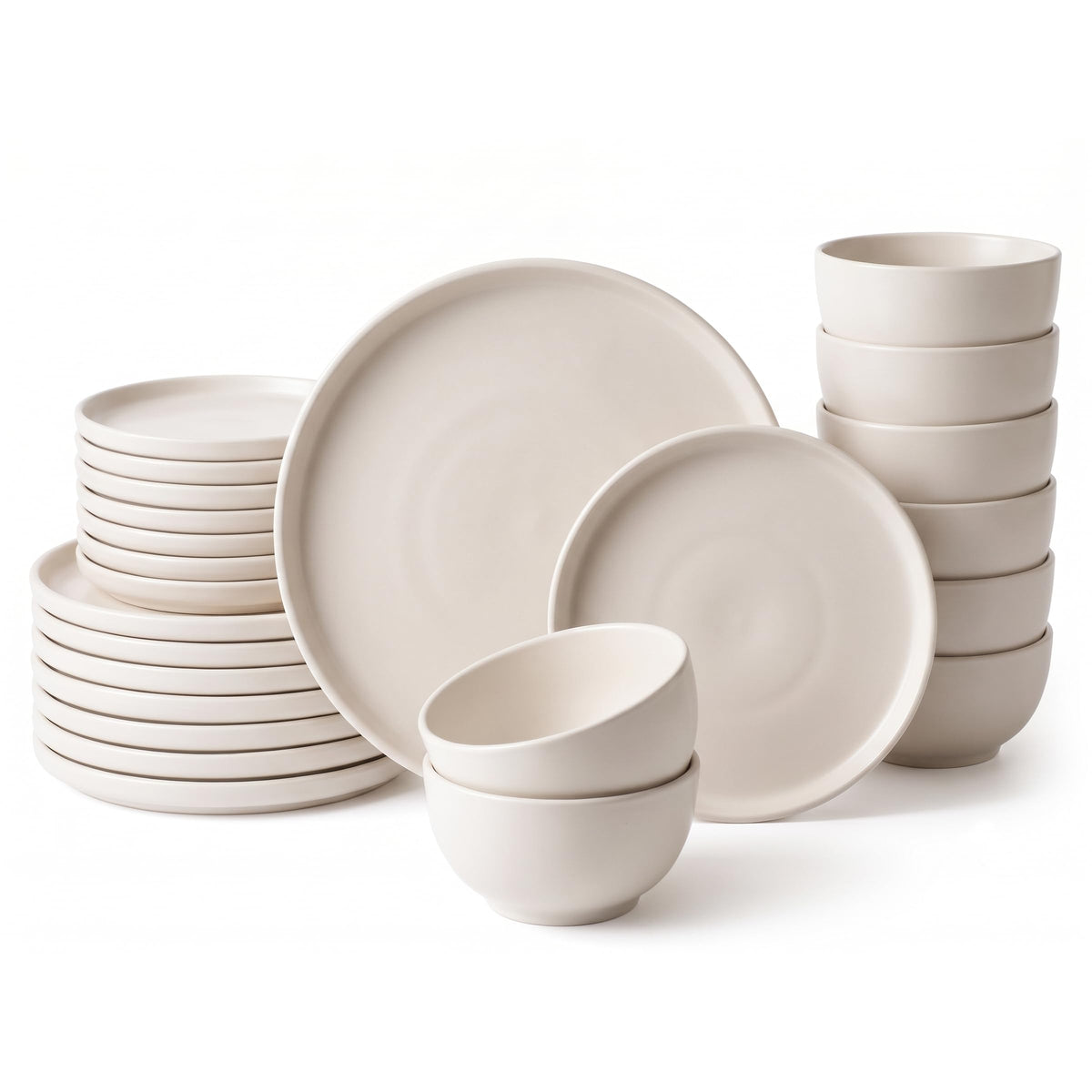 24 Piece Stoneware Dinnerware Sets, Ceramic Plates & Bowls Set for 8