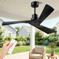 52" Black Ceiling Fan with Remote, No Light