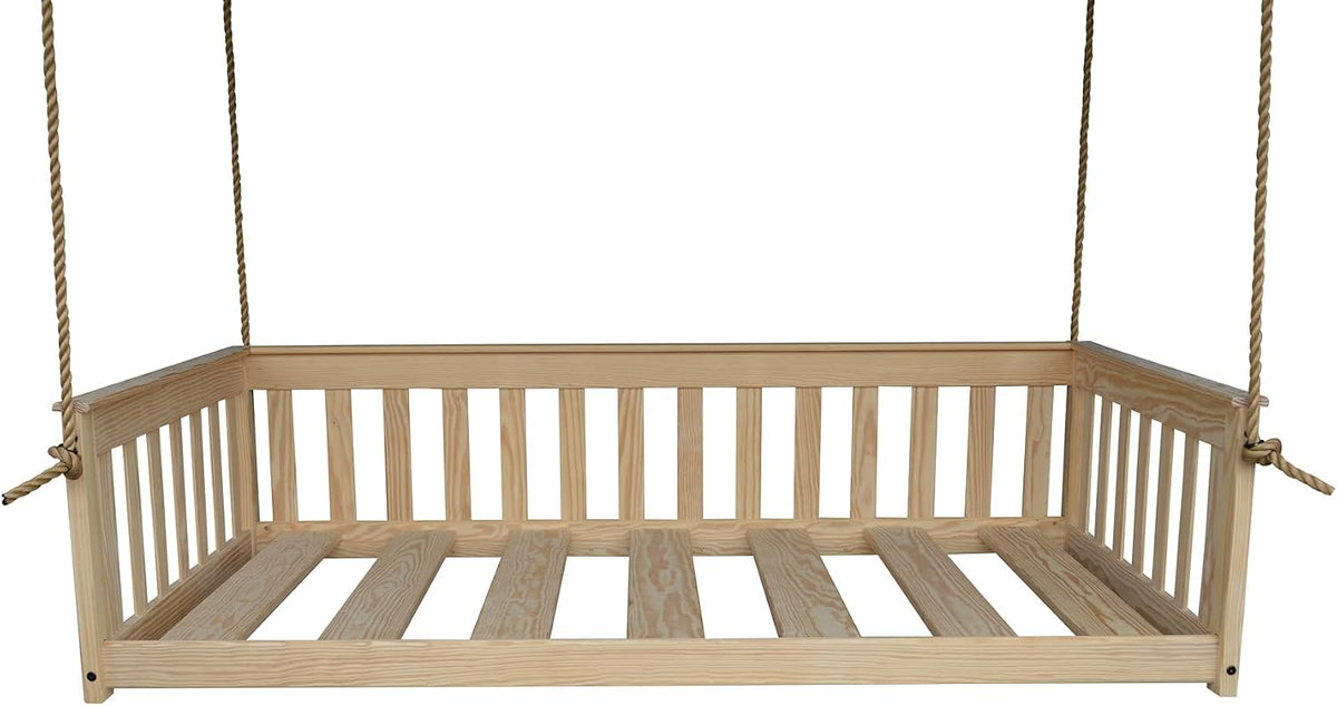 VersaLoft Amish-Made Pine Twin Mission Swingbed with Rope, Unfinished
