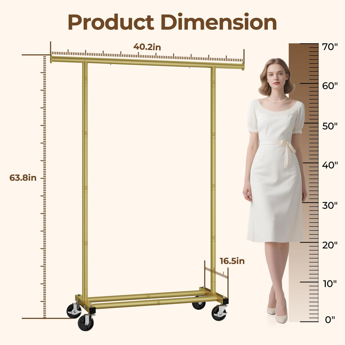 Clothes Rack, Clothing Rack for Hanging Clothes, Rolling Garment Rack Sturdy Coat Rack Portable Wardrobe Rack Metal