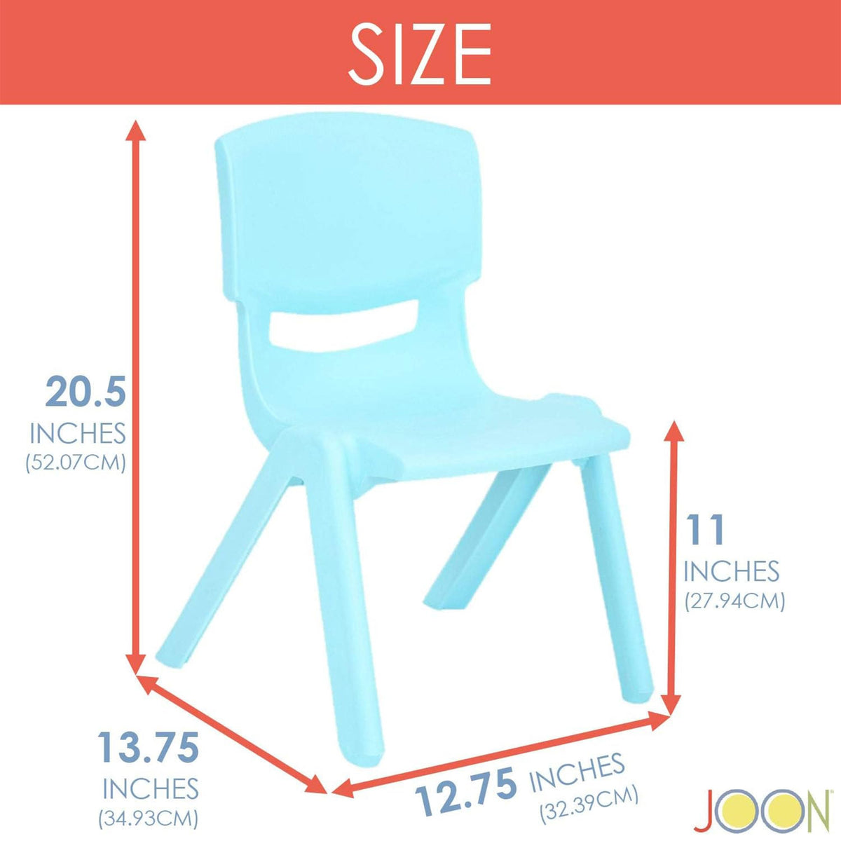 4 Pack Stackable Plastic Kids Learning Chairs, 20.8x12.5 Inches, The Perfect Chair Sets for Playrooms, Schools