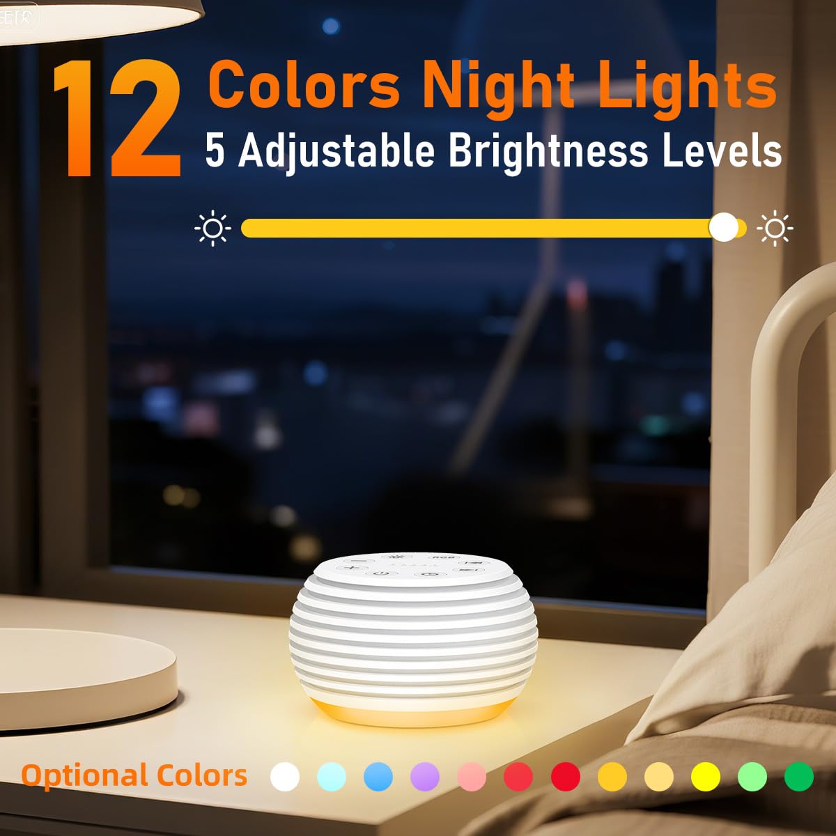 Portable Sound Machine White Noise Machine Sleep Machine with 30 32 Volume Levels 5 Timers 12 Lights Memory Function