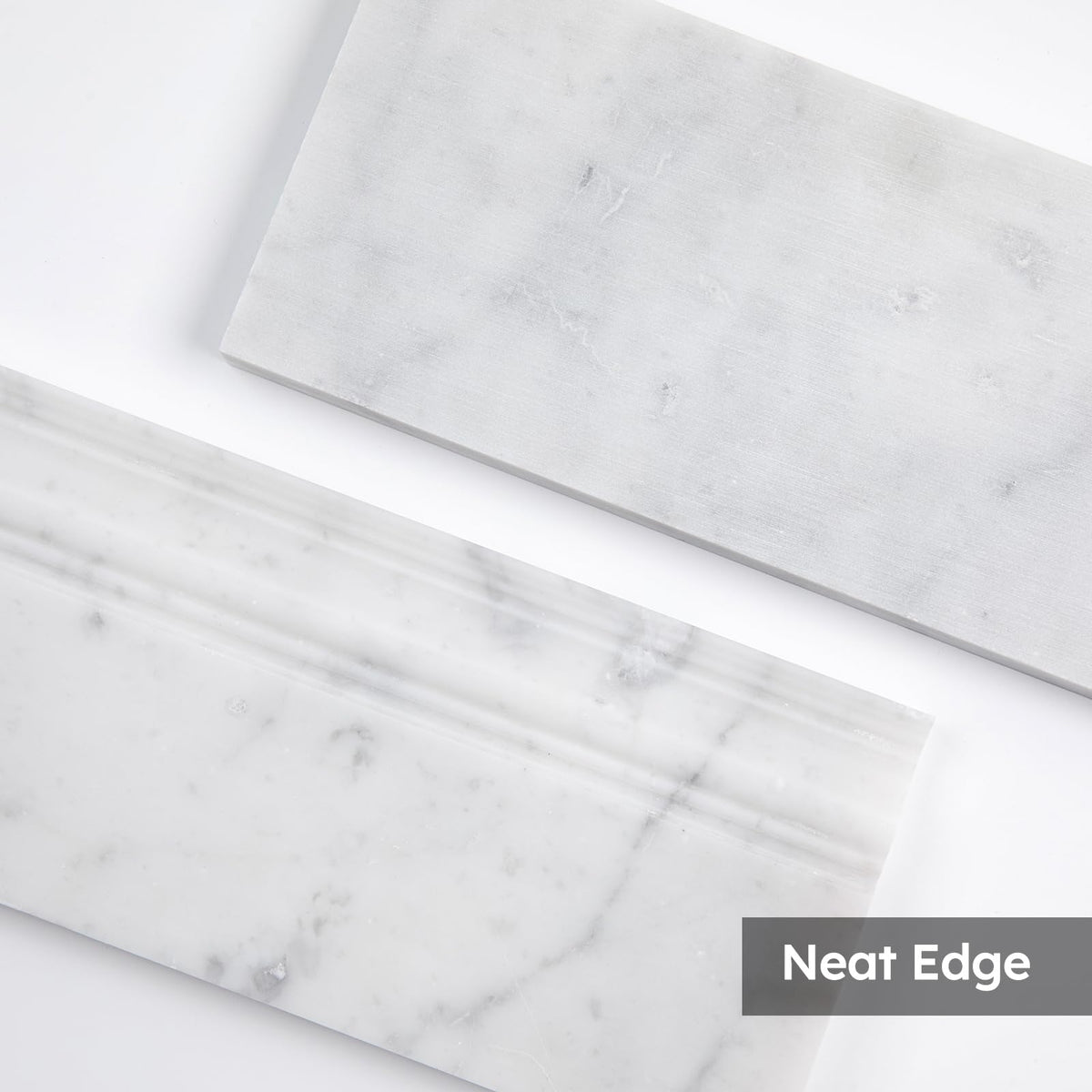 4-Pack Carrara White Marble Baseboard Trim Molding, 5 x 12 Inch Crown, Polished, Bianco Italian Carrera Marble