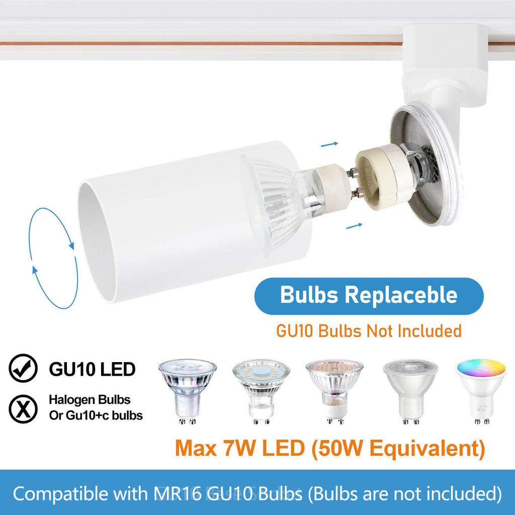 Plug in Track Lighting with Power Cord, 6-Light LED Track Lighting Kit with Track Rail, Modern Kitchen GU10 Track