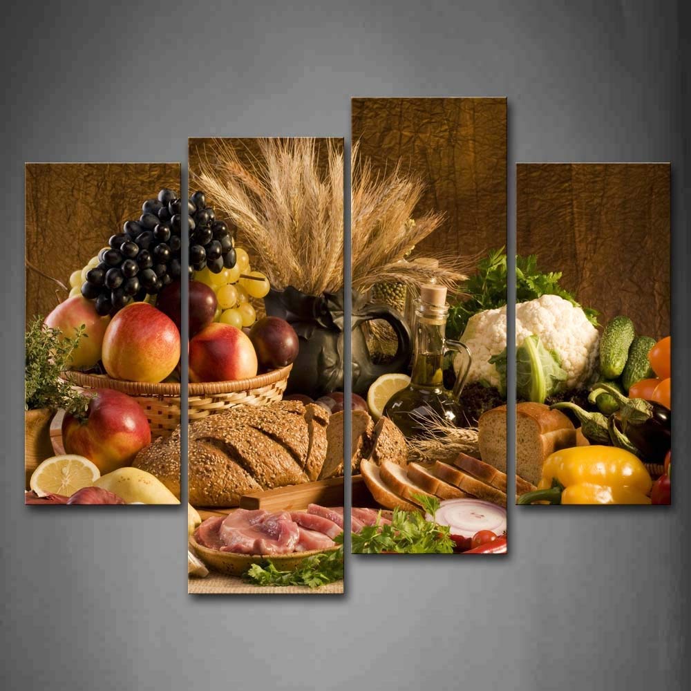 Food Wall Art Fruit Canvas 4 Panels Modern Artwork Kitchen Wall Art The Picture Print On Canvas Home Wall Decor