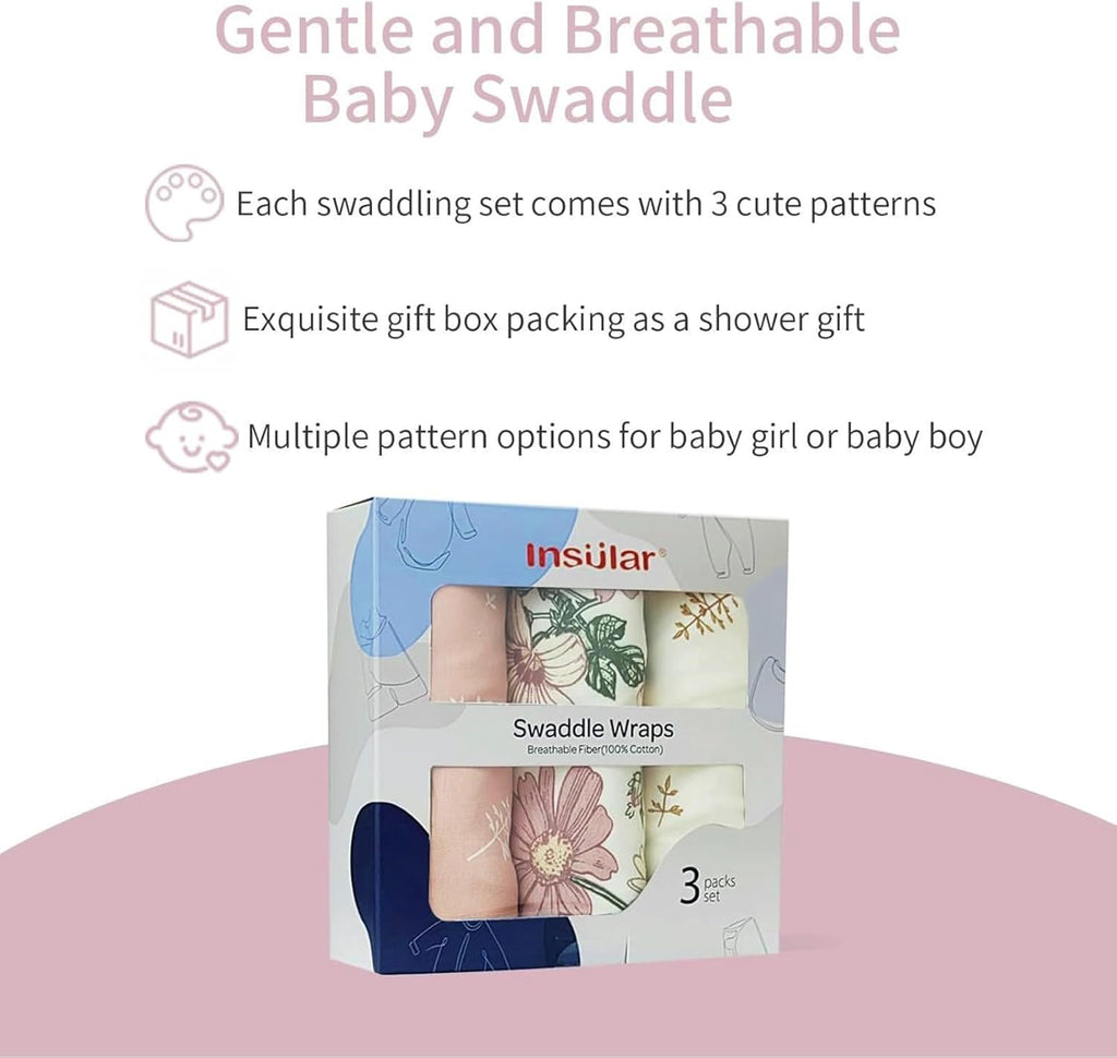 Baby Swaddle Wrap, Swaddle Blanket for and Infant, Adjustable Swaddling Set for Boy and Girl, Soft Cotton