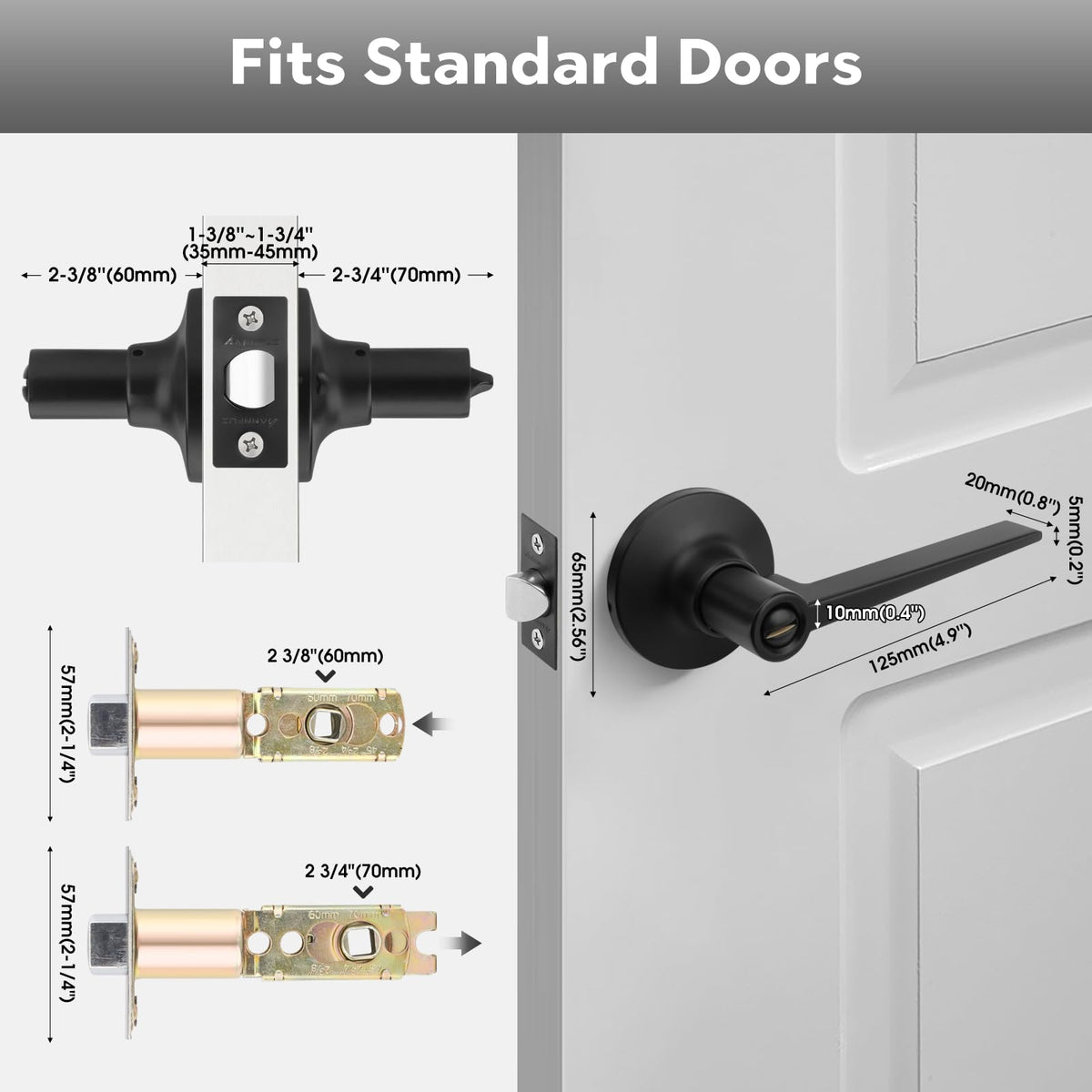 Privacy Keyless Bathroom Door Handle Lock Without Key