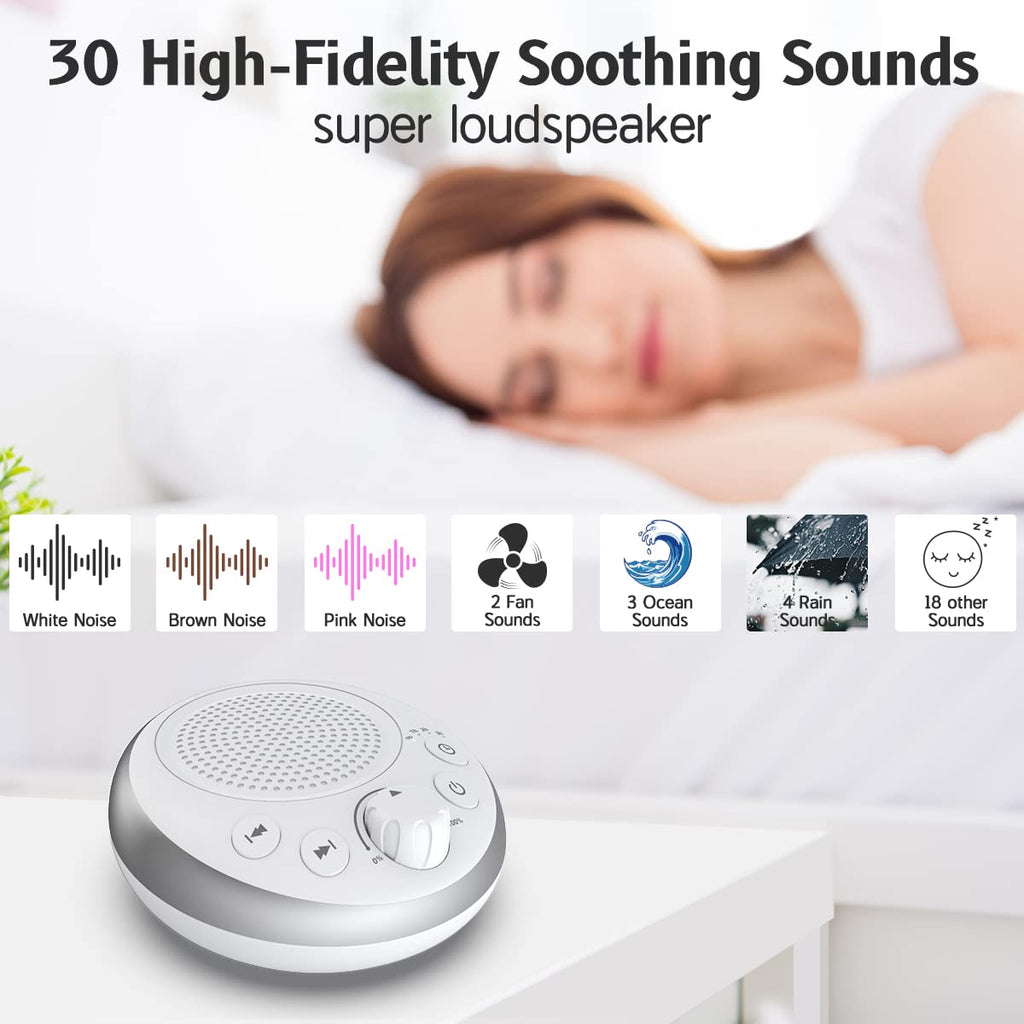 Loud Pink Noise Sound Machine White Brown Noise Sleep Machine Nostop 30 Sounds for Baby Kids Adults Sounds Machine 36-Level