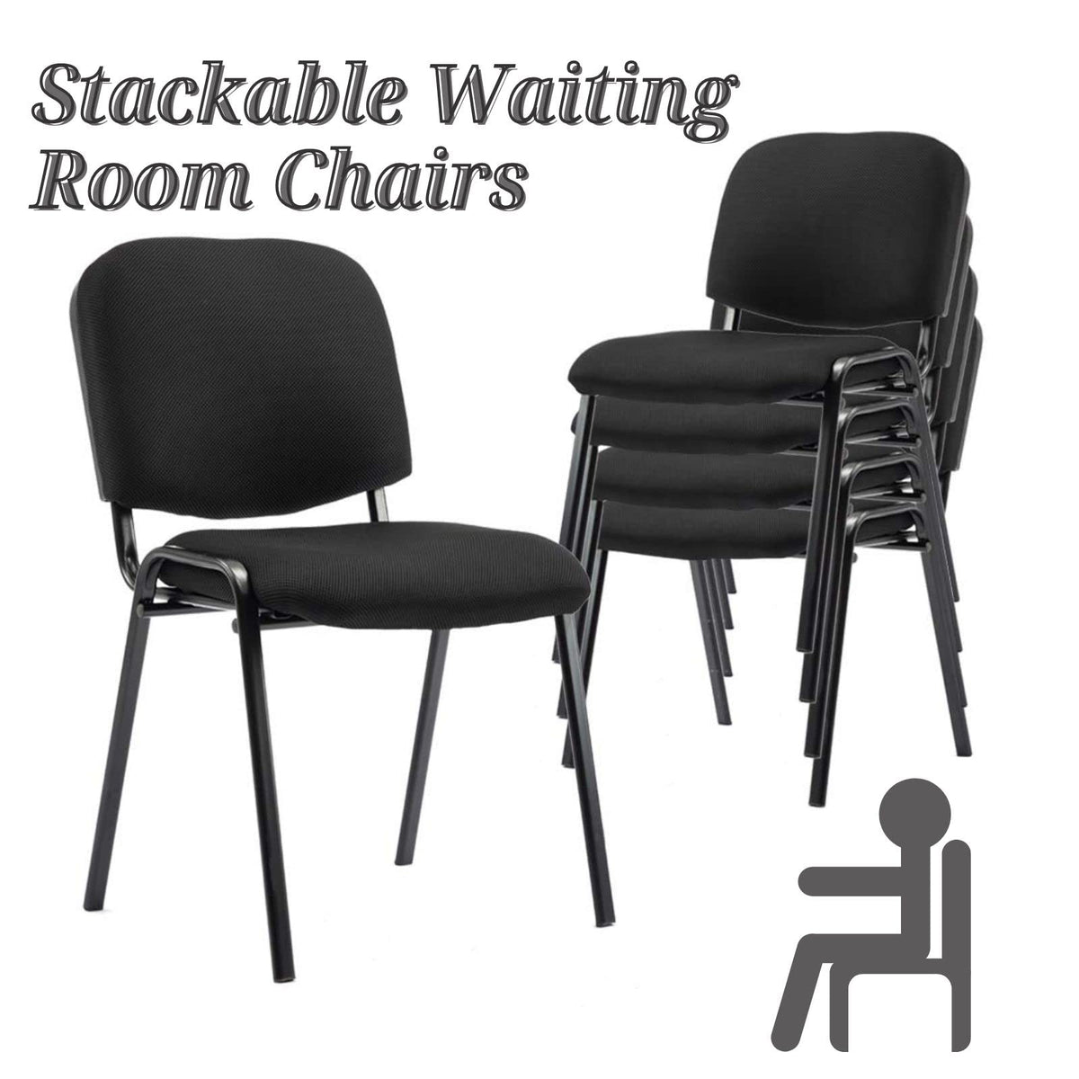 Stackable Chairs, Waiting Conference Room Office Reception Chair Armless Guest Stacking Chair for Breakroom Banquet