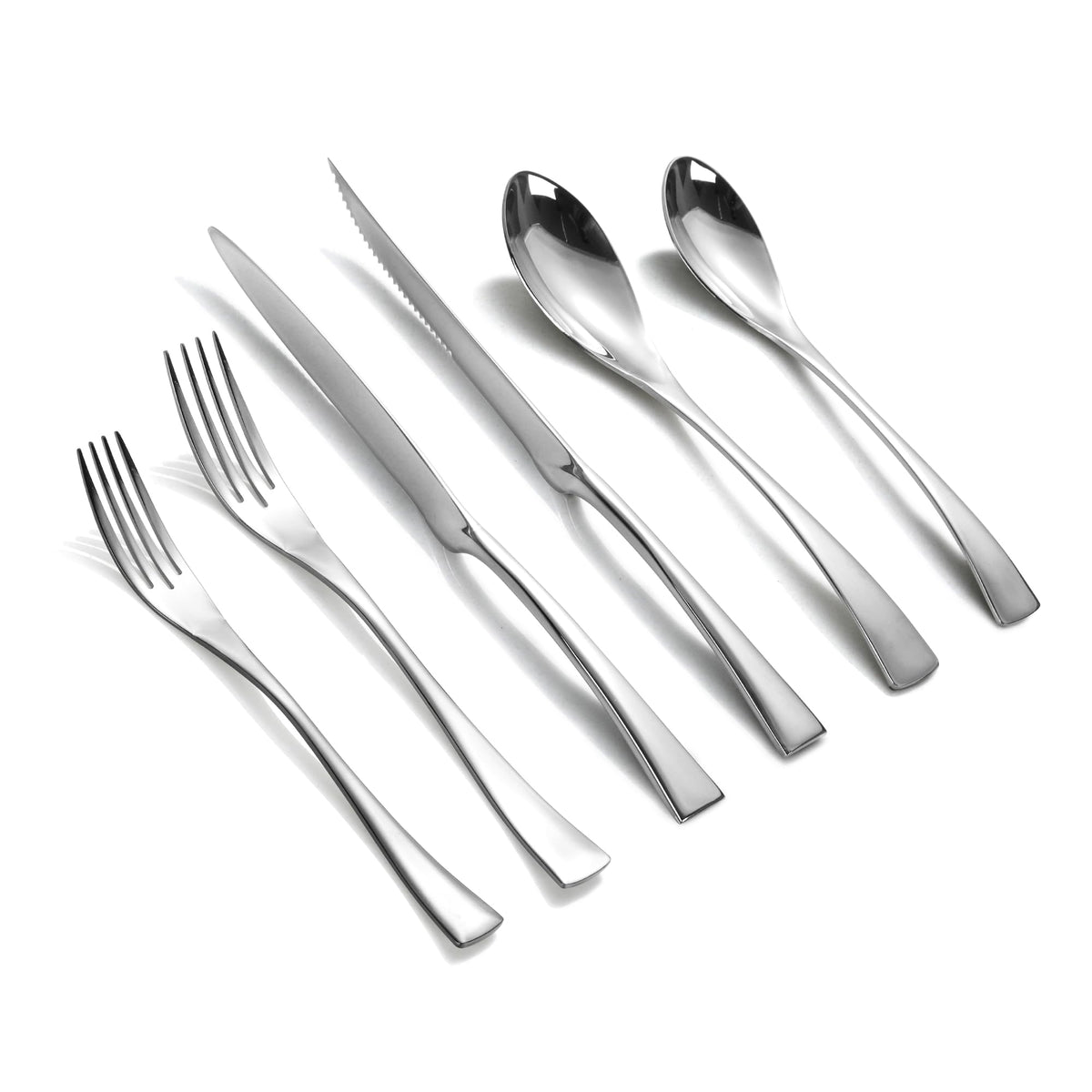 36-Pieces Silverware Set with Steak Knives,Heavy Duty 18/10 Stainless Steel Flatware Set for 6,Modern Cutlery with