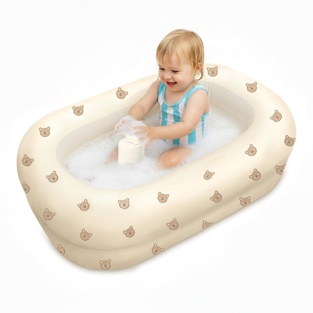 Inflatable Baby Bathtub with Built-in Air Pump, Cute Bear
