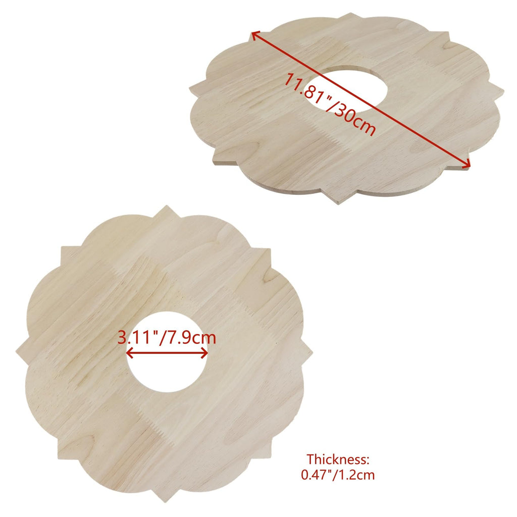 2Pcs Wood Ceiling Medallion 3.11" ID,11.81"OD x 0.47"T