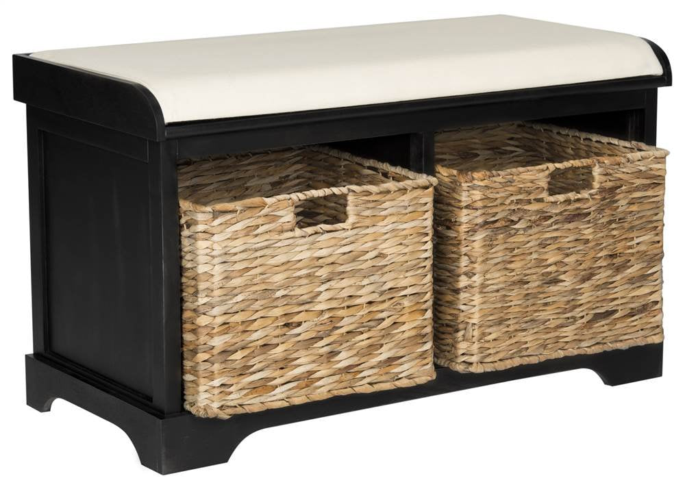 Freddy Wood Storage Bench, 33" Farmhouse Black