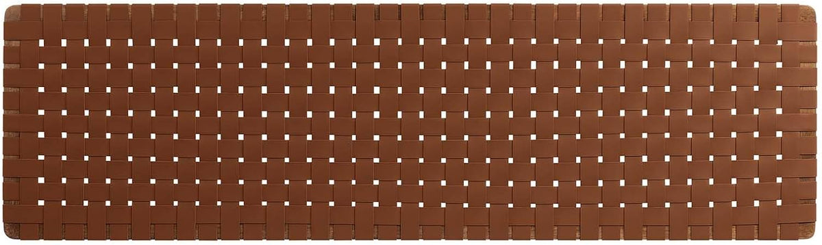 Leather Weave King Headboard in Walnut Brown, Faux Leather King Headboard Only with Wall Mount Design