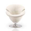 Inspired Saarinen Style Tulip Swivel Accent Chair with 360° Turn, Modern Flower Design, Soft Velvet Upholstery, Polished Chrome