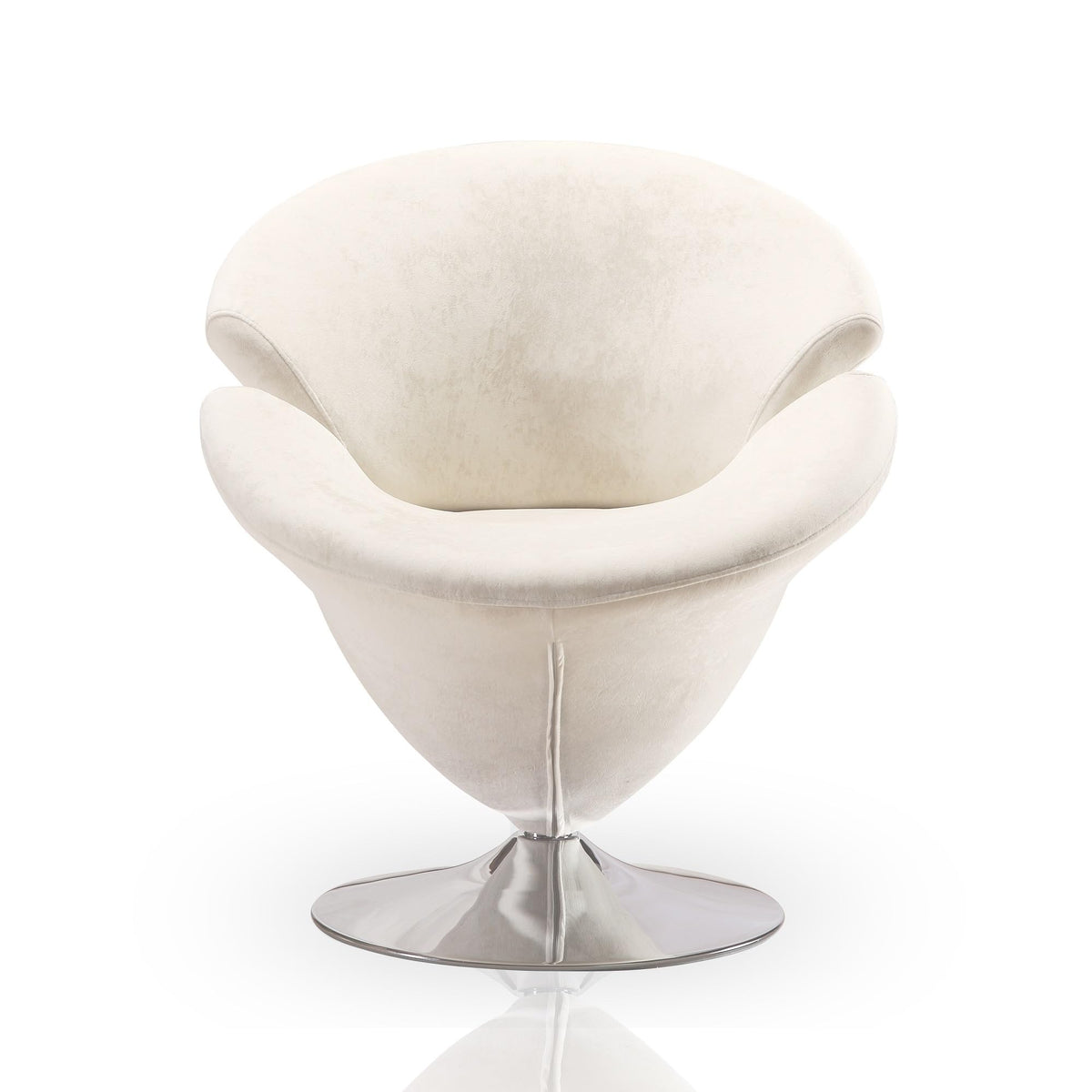 Inspired Saarinen Style Tulip Swivel Accent Chair with 360° Turn, Modern Flower Design, Soft Velvet Upholstery, Polished Chrome