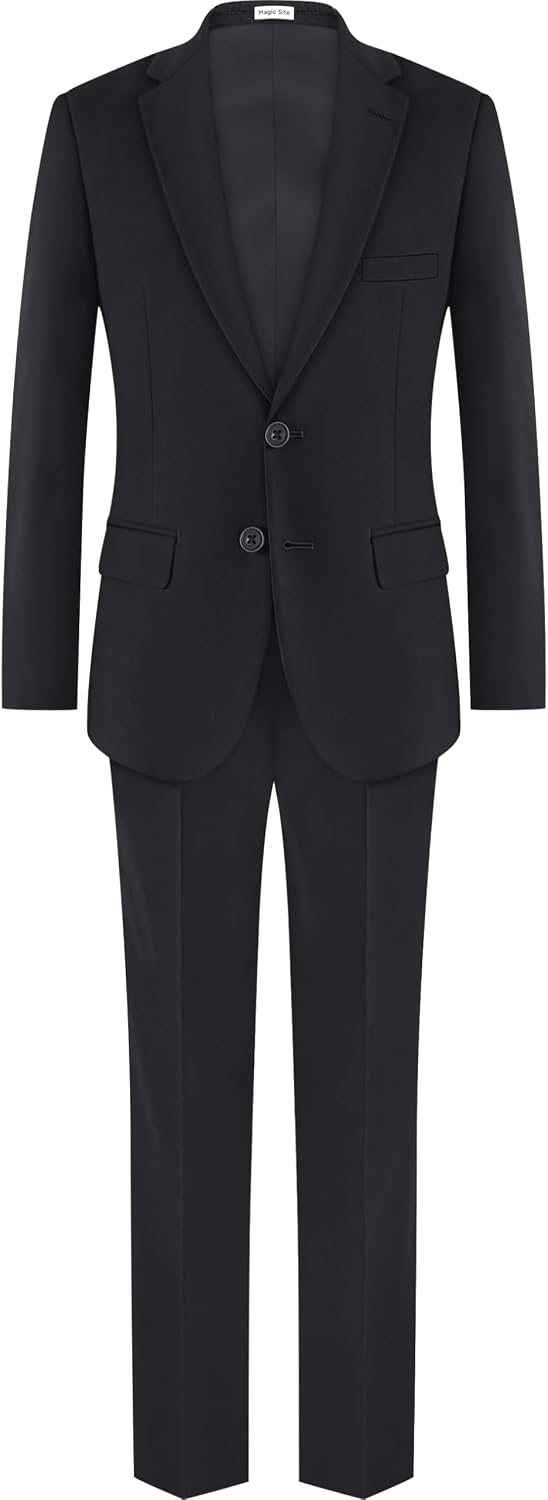 Boys Stretch Suit Set with Pre-Tied Zipper Tie | Slim & Husky Fit Options