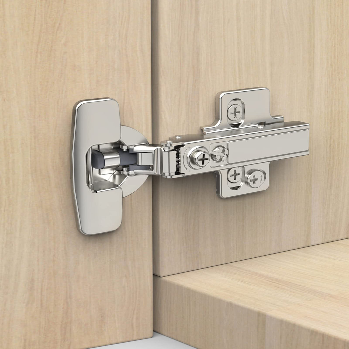 10 Pack Frameless Full Overlay Soft Close Concealed European Hinges, Self Closing Satin Nickel, 105 ° Open Angle 4D