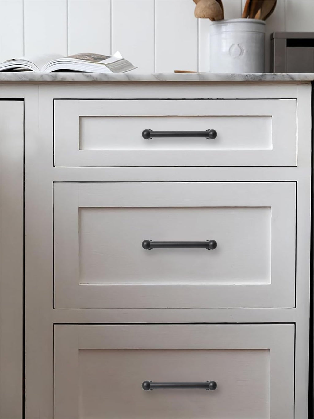 10 Pack 6 Inch Hole Center Black Cabinet pulls 100% Solid Heavy Duty Dresser Pulls Cabinet Drawer Pulls Cupboard