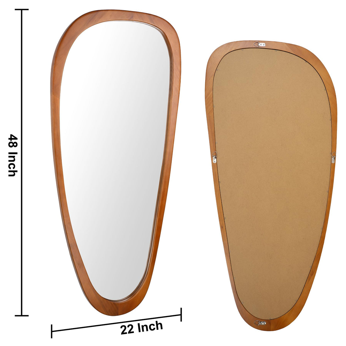 Irregular Asymmetrical Wall Mirror Full Length, 48"x22" Wooden Framed
