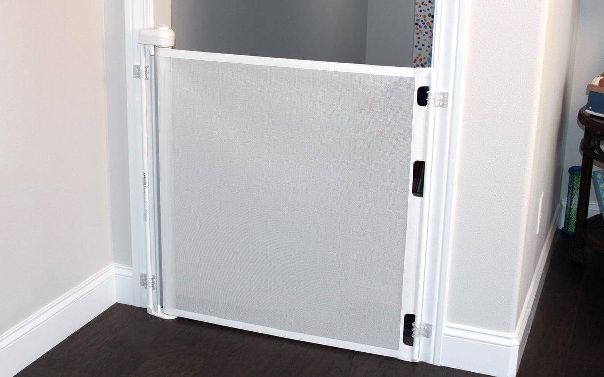 72 Inch White Retractable Baby and Dog Gate, Made in USA