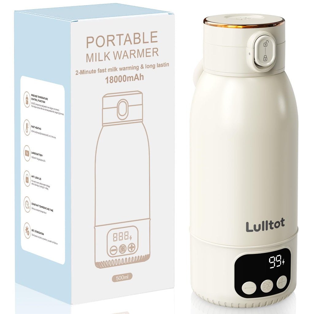 Portable Milk Warmer for Night Feeding, Heating for Breastmilk in 2-Min, Milk & Water Bottle Warmer with 18000mAh